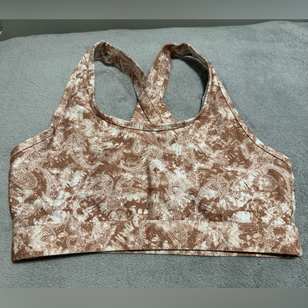 Scorpio Sol Tan and White Sports Bra - Picture 2 of 4